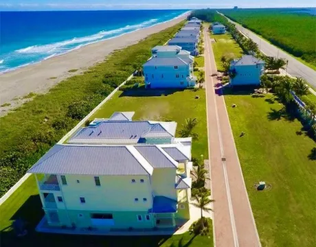 Aerial view of beachside homes